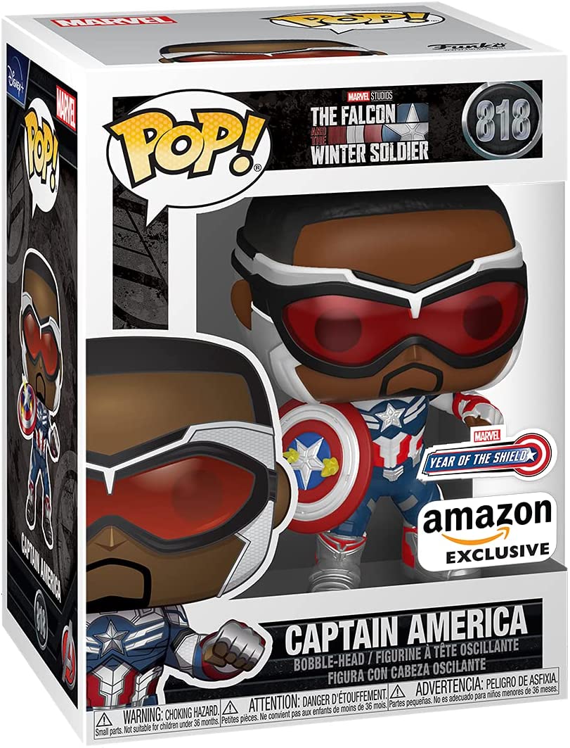 Funko Pop! Marvel: Falcon and The Winter Soldier - Captain America (Sam  Wilson) with Shield, Year of The Shield Amazon Exclusive