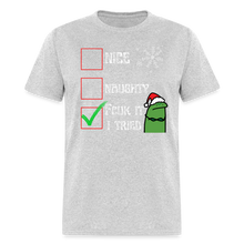 Funny 'Naughty, I Swear I Tried' Christmas T-Shirt – Unisex Holiday Humor - heather gray