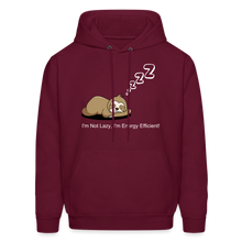 Sleepy Time Sloth Men's Hoodie | I'm Not Lazy, I'm Energy Efficient! - burgundy