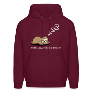 Sleepy Time Sloth Men's Hoodie | I'm Not Lazy, I'm Energy Efficient! - burgundy