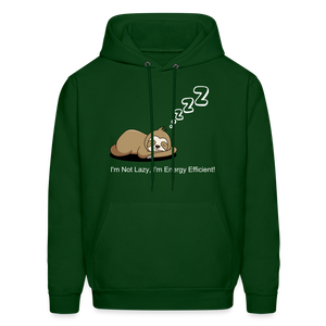 Sleepy Time Sloth Men's Hoodie | I'm Not Lazy, I'm Energy Efficient! - forest green