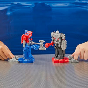 Transformers One Robot Battlers Action Figure 2-Pack, 4.5-Inch Optimus Prime (Orien Pax), 4.5-Inch Megatron (D-16), Interactive Toys for Boys and Girls Ages 6 and Up