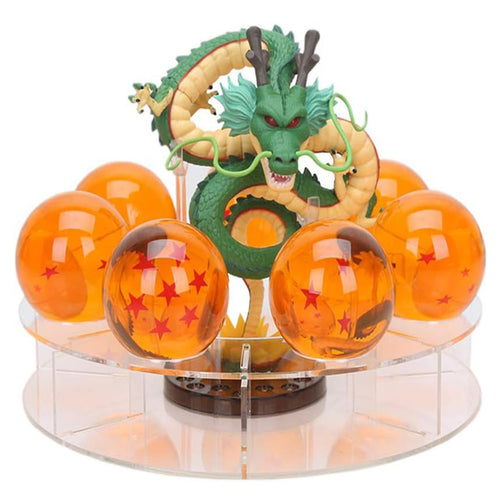 Resin Shenron Figure Dragon Shenlong Statue Set + 3.6cm Crystal Balls + Shelf with Gift Box