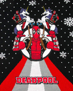 Numskull Unisex Official Marvel Deadpool Unicorn Knitted Christmas Jumper for Men or Women - Ugly Novelty Sweater Gift