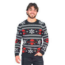 Deadpool Holiday Snowflakes Stripes Long Sleeve Ugly Christmas Sweater