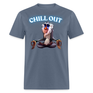 Chill Out Meditation Graphic T-Shirt - Unisex Mindfulness and Relaxation Tee for Men and Women - denim