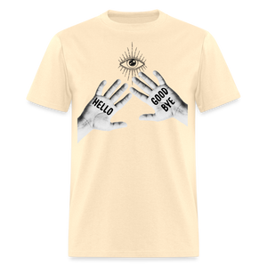 Hello Good Bye' Shirt – Unique Graphic Tee for Fans & Fashionistas - natural