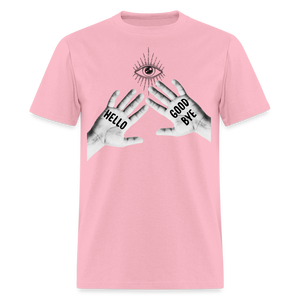 Hello Good Bye' Shirt – Unique Graphic Tee for Fans & Fashionistas - pink