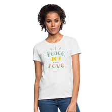 Peace Joy & Love Women's Graphic Tee - Soft, Comfortable & Trendy - white