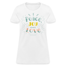 Peace Joy & Love Women's Graphic Tee - Soft, Comfortable & Trendy - white