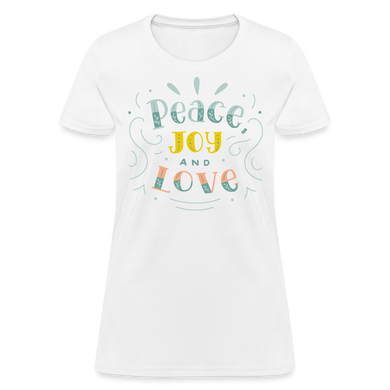 Peace Joy & Love Women's Graphic Tee - Soft, Comfortable & Trendy - white