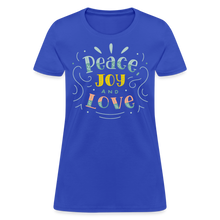 Peace Joy & Love Women's Graphic Tee - Soft, Comfortable & Trendy - royal blue