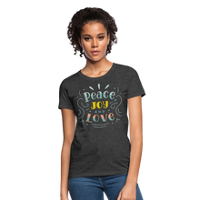 Peace Joy & Love Women's Graphic Tee - Soft, Comfortable & Trendy - heather black