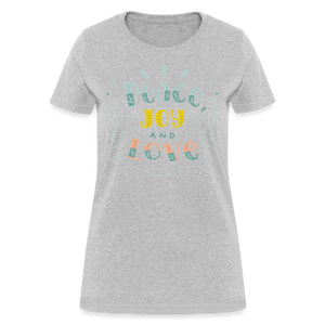 Peace Joy & Love Women's Graphic Tee - Soft, Comfortable & Trendy - heather gray