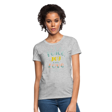 Peace Joy & Love Women's Graphic Tee - Soft, Comfortable & Trendy - heather gray