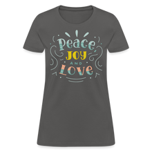 Peace Joy & Love Women's Graphic Tee - Soft, Comfortable & Trendy - charcoal