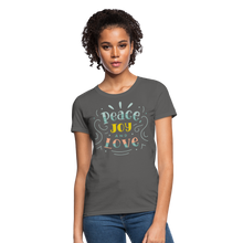 Peace Joy & Love Women's Graphic Tee - Soft, Comfortable & Trendy - charcoal