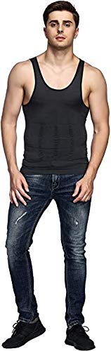  Odoland Mens 5 Pack Body Shaper Slimming Tummy Vest Thermal  Compression Shirt Tank Top Shapewear