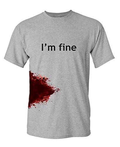 I'm Fine Graphic Sarcastic Movie Halloween Zombie Funny T Shirt XL Sport Grey