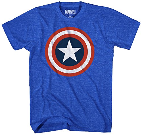 Marvel Men's 80s Captain 2 Short Sleeve T-Shirt, Royal Heather